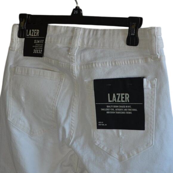 LAZER Men's Slim-Fit Stretch Jeans White Denim - Picture 3 of 3